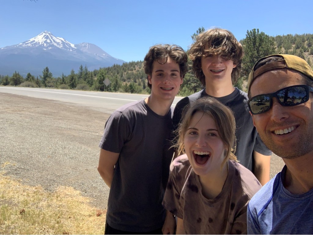 Family trip to Bend Oregon. Mt Shasta looms large